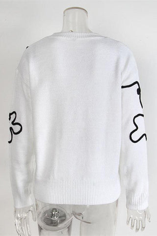 Floral Pattern Pullover Sweater