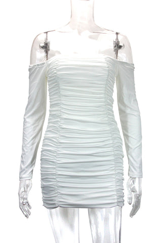 Off-Shoulder Ruched Casual Dress