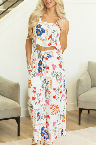 Floral Print Two-Piece Pants Set