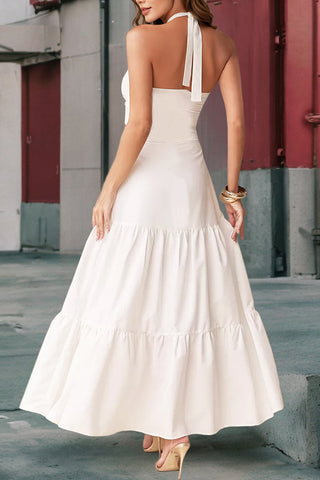 Halter Cutout Tiered Maxi Dress