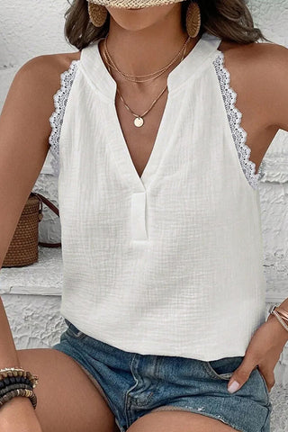 Lace-Trimmed V-Neck Tank Top