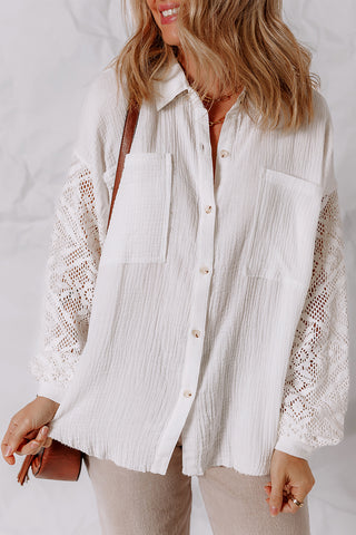 Lace Patchwork Long Sleeve Blouse