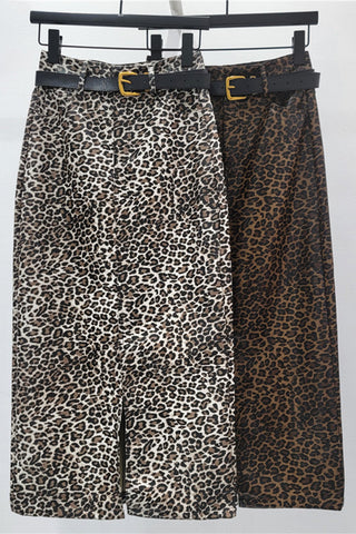 Leopard Print Midi Skirt
