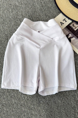 V-Waist Slim Brown High-Waist Shorts