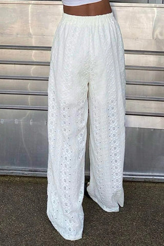 Eyelet Wide-Leg Beach Pants
