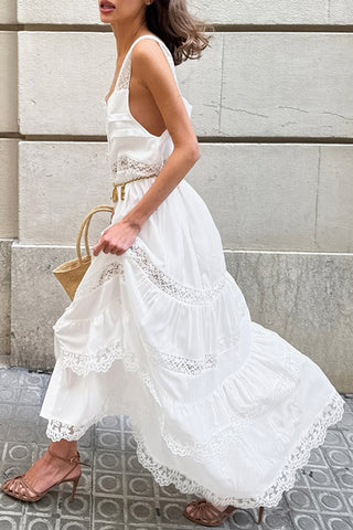 Lace-Trim Maxi Casual Dress