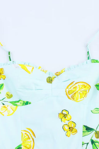 Lemon Print Sundress with Spaghetti Straps