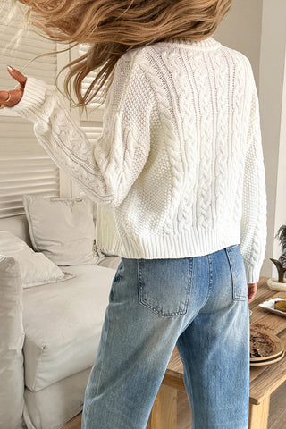 Zip-Front Cable Knit Cardigan