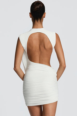 Draped Detail Ruched Mini Dress