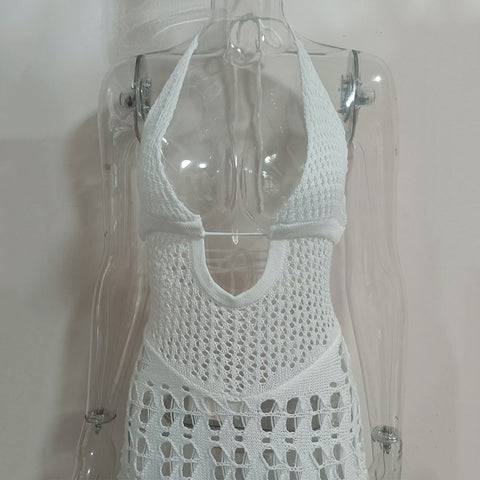 Halter Neck Crochet Casual Dress