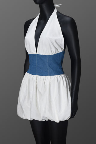 Halter Neck Denim Corset Dress
