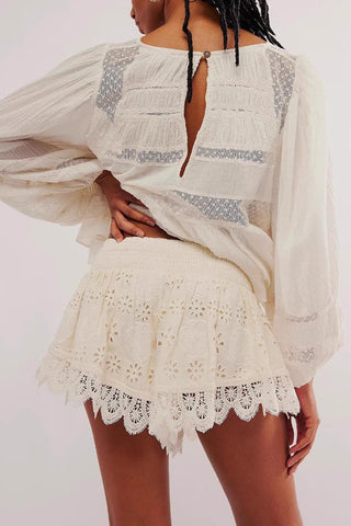 Lace-Trim Eyelet Skort