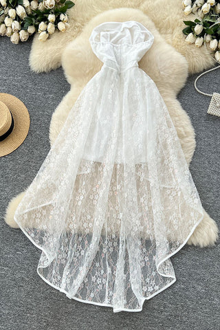 High-Low Lace Evening Dress