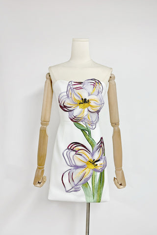 Strapless Floral Embellished Dress