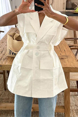 Belted Sleeveless Jacket