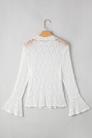 Sheer Lace Mock Neck Blouse