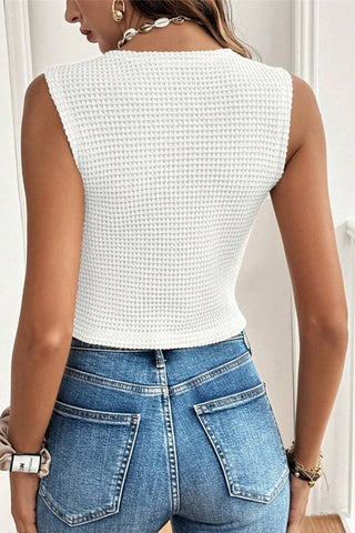 Button-Front Sleeveless Top