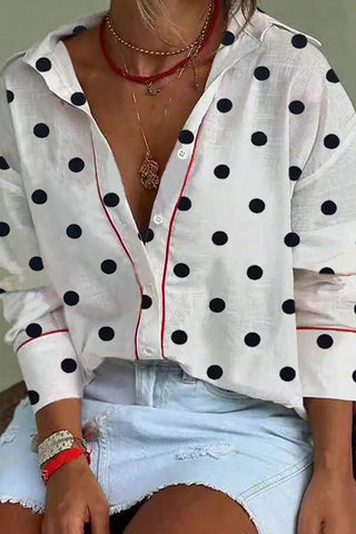Polka Dot Contrast Trim Shirt
