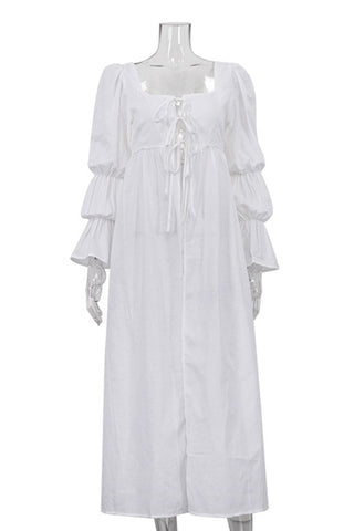 Long Sleeve Ruffled Casual Dress