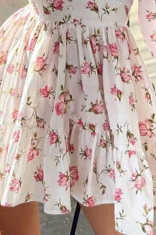 Floral Puff Sleeve Casual Dress