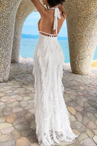 Halter Neck Ruffled Dress