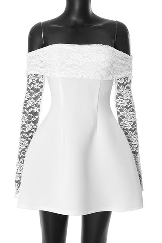 Off-Shoulder Lace Evening Dress