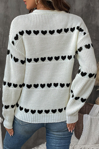 Heart Pattern Knit Sweater