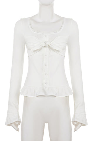 Knotted Front Button T-Shirt