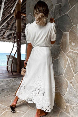 Lace Button-Front Midi Dress