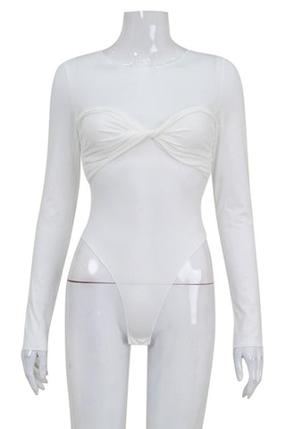 Long-Sleeve Twist-Front Bodysuit