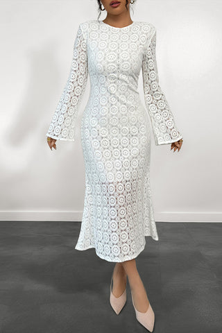 Flared Lace Midi Dress