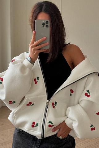 Zip-Up Printed Hoodie