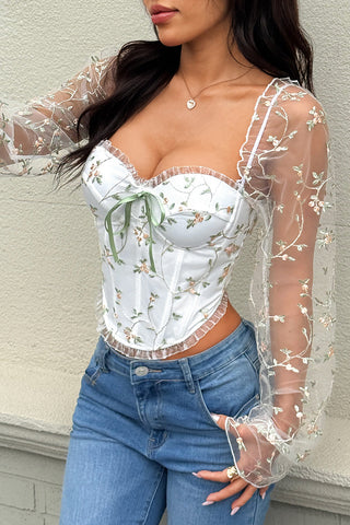 Floral Mesh Sleeve Tank Top