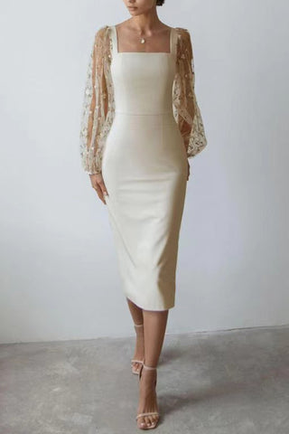 Elegant Square-Neck Casual Dress