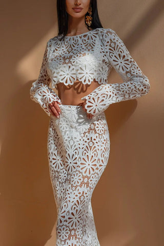 Floral Lace Skirt Set