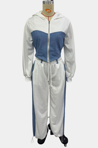 Patchwork Two-Piece Pant Set