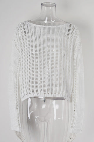 Open-Knit Long Sleeve Blouse