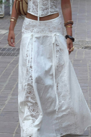 Elegant Lace-Trimmed Maxi Skirt