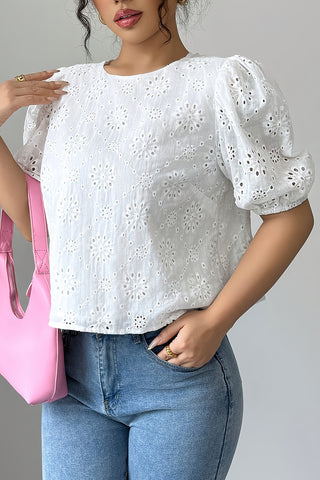 Eyelet Bow Back Blouse