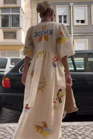 Tropical Print Casual Dress