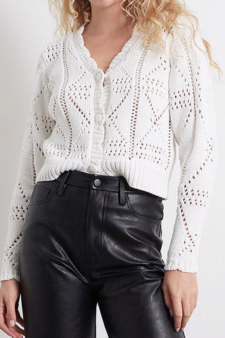 Button-Front Textured Cardigan