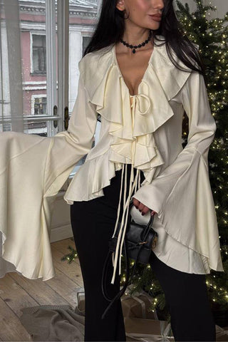 Ruffled Bell Sleeve Blouse