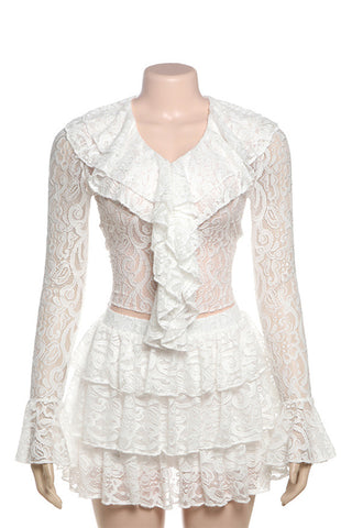 Lace Ruffled Skirt Set