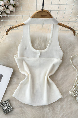 Button-Front Tank Top with Star Detail