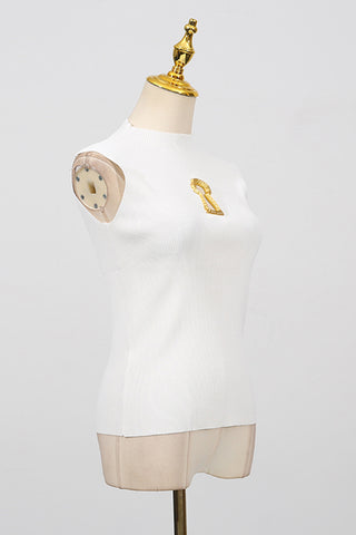 Keyhole Detail High-Neck Sleeveless Top