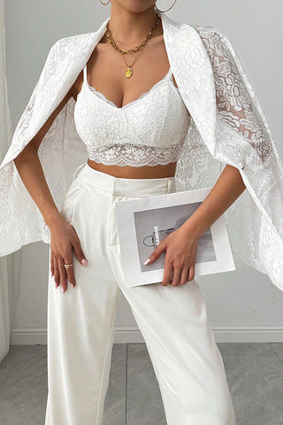 Elegant Lace Blazer and Pants Set