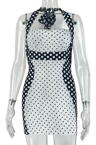 Polka Dot Halter Mini Dress