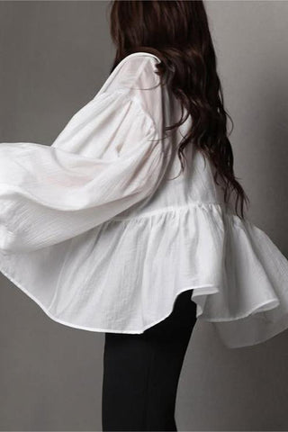 Oversized Collar Button-Up Blouse
