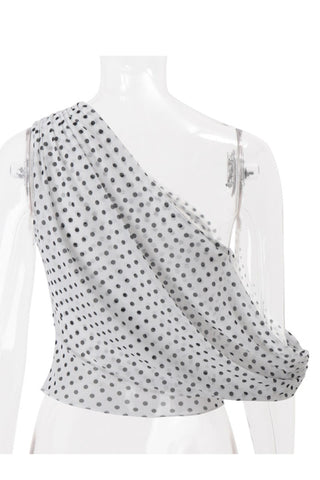 One-Shoulder Polka Dot T-Shirt