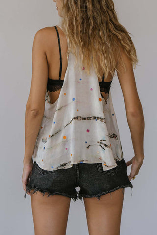 Printed Tank Top with Asymmetrical Hem